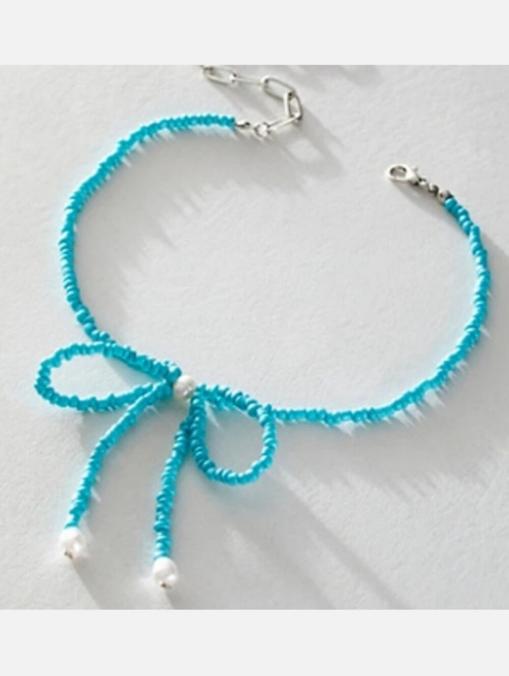 Free People Blue Babydoll Bow Choker Necklace